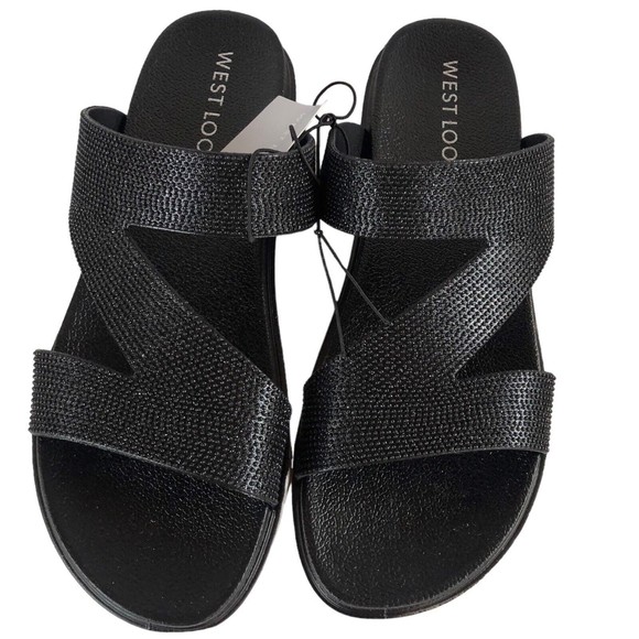 West Loop Slip On Women’s Sandal Size Small 5/6 NWT Black Soft - Picture 3 of 16